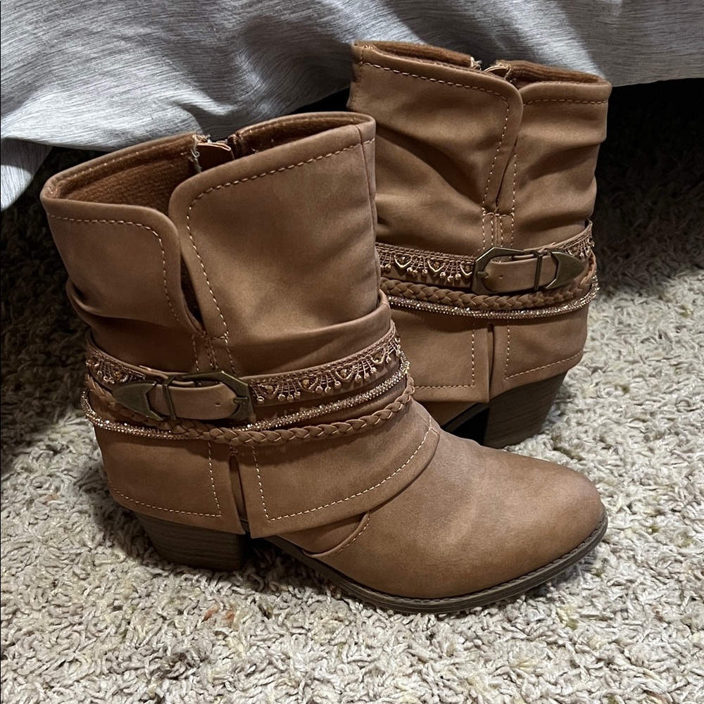 Jellypop Brown Ankle Boots with Buckle Detail